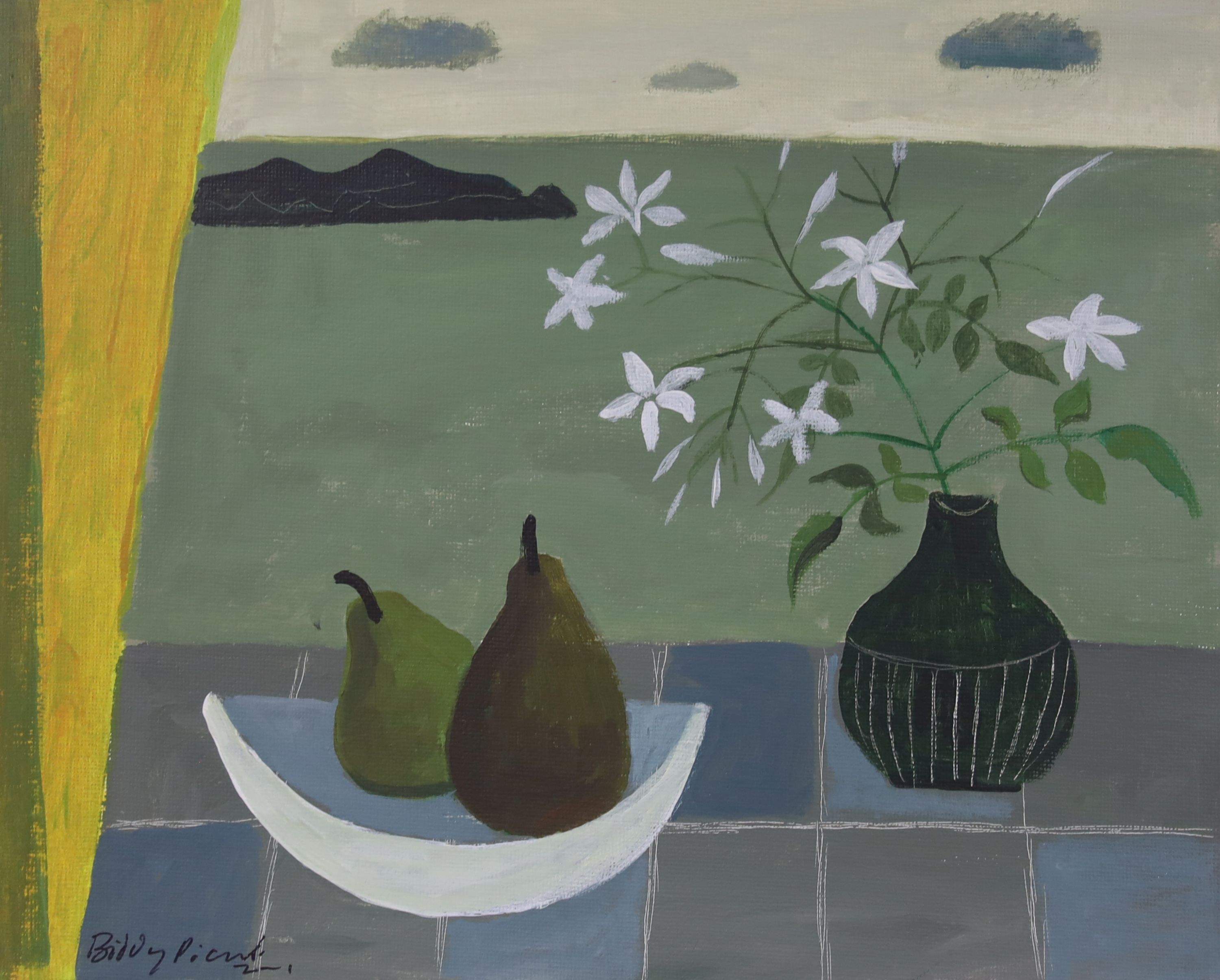 Biddy Picard (1922-), oil on board, 'Jasmine Flowers', signed and inscribed verso, 24 x 30cm